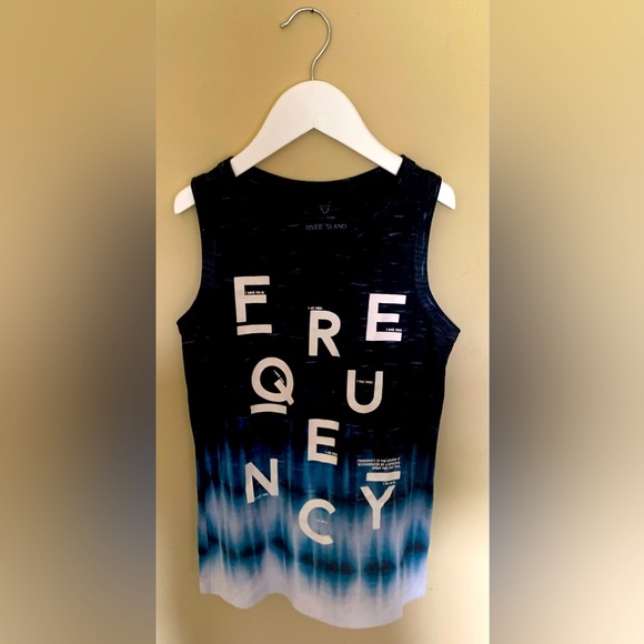 River Island Boys Multicolor Frequency Print Crew Neck Tank Top - Picture 1 of 3